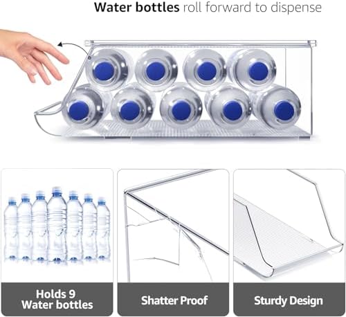 Water Bottle Organizer for Refrigerator & Pantry, Stackable (2 Pack)