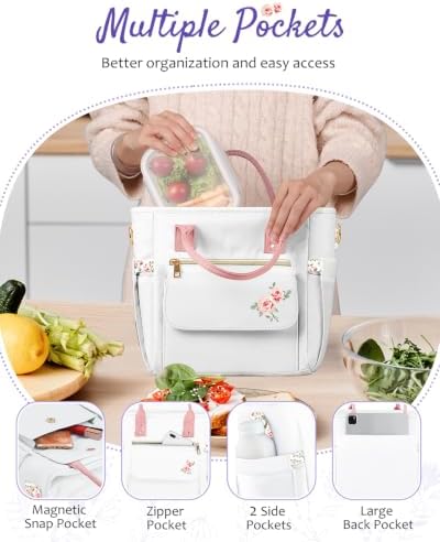 Large Lunch Box Bag Women - Soft Cooler for Work Picnic - Gifts for Women