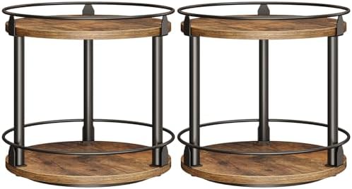 Spice Rack, Set of 2 Lazy Susan Organizer, 2-Tier Turntable Organizer, Rotating Spice Rack Organizer For Cabinet, Compact and Versatile, for Kitchen Countertop, Rustic Brown SR22L2BR