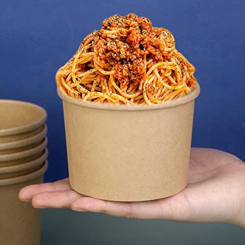 Wuadua 12 oz Disposable Kraft Paper Soup Containers with Lids- 25 Pack - Image 5