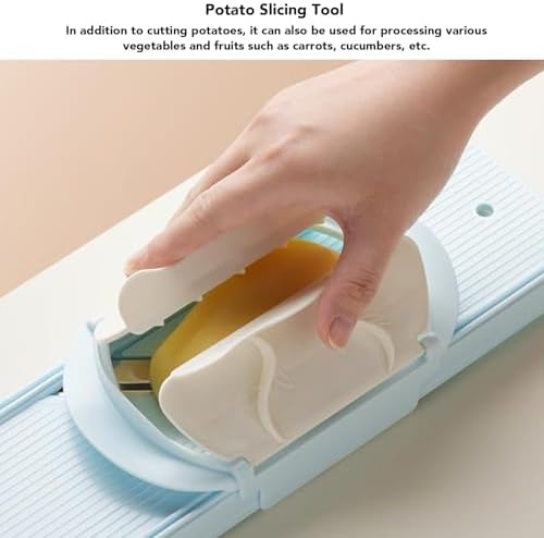 Potato Slicer, Vegetable Shredder, 5 in 1 Efficient Kitchen Tool with Stainless Steel Blades, Safe Manual Food Cutter for Carrot, Cucumber, Julienne Fries - Image 3