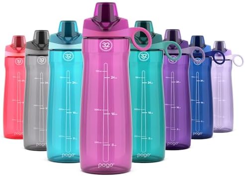 Pogo BPA-Free Plastic Water Bottle with Chug Lid, Fuchsia, 32 oz. by Pogo
