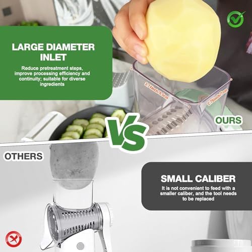 Electric Cheese Grater for Block Cheese - 3 in 1 Rotary Cheese Grater Electric Rotary Grater Salad Shooter Electric Slicer for Cheeses, Fruits, Vegetables and Nuts (Green)