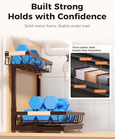 2-Pack 2-Tier Height Adjustable Under Sink Organizer & Storage