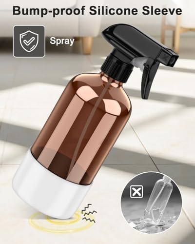 Bontip Amber Glass Spray Bottle, 16 oz with White Silicone Sleeve, 1 Pack - Image 4
