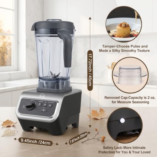 iCucina Professional-Grade High Speed Blender, 64 oz, Precision Control for Any Consistency in Smoothies, Hot Soups, Frozen Desserts, and More, Silvery - Image 4