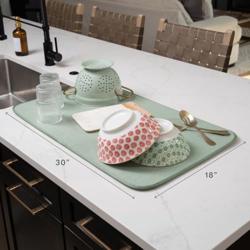 Dish Drying Mat, 18" x 30", Jumbo, Sage Green