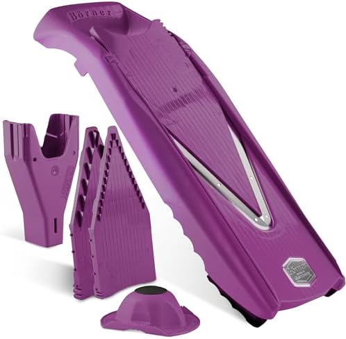 Mandoline Food Slicer Börner V5 (Starter Set) by Reston Lloyd • V-Slicer with Food Holder • Made in Germany • Fruit & Vegetable Chopper • Multiple Settings • Color: Purple by B%C3%B6rner