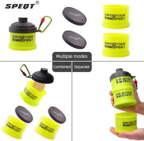 Protein Powder Stackable Container To Go,with Top Cap Funnel for Water Bottle,Twist Lock Portable Supplement Organize Storage Dispenser for Pre/Post Workout,Fitness,Travel,Gym