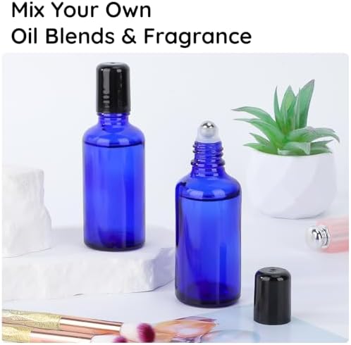 Segbeauty 1.69oz Glass Essential Oil Roller Bottles Refillable, 5Pack of Empty Rollerball Bottles for Oil, 50ml Blue Leakproof Perfume Oils Bottle with Dispensing Tools, Anointing Oils Bottle - Image 5