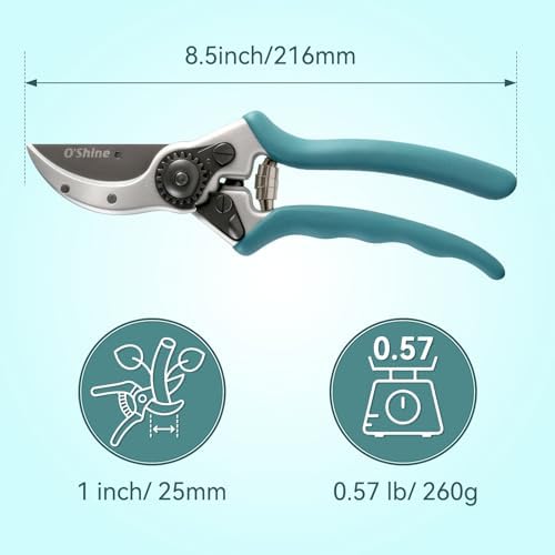 8.5" Premium Ergonomic Bypass Pruning Shears - Heavy Duty Secateurs