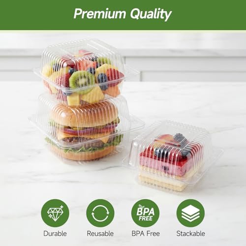 100 Pack Extra Heavy Duty Clear Slice Cake Carriers