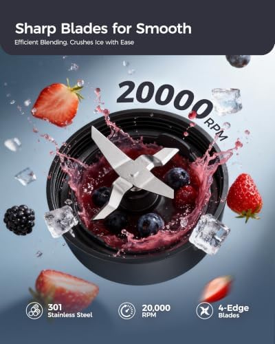 iCucina Smoothie Blender, 700W Personal Mixer for Shakes and Smoothies, Single-Serve Blender with 2 x 28 Oz Portable Cups, Silver, for Ice Crushing and Frozen Fruit Drinks - Image 4