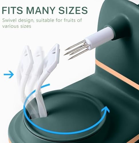 Manual Hand Crank Apple Peeler, Corer and Slicer – Suction Non Slip Counter Grips - Stainless Steel Blades – Peels, Cores and Cuts in Seconds for Home Kitchen (green, apple cutter 12 slices)