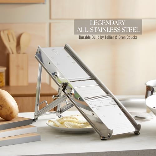 ICO Bron Coucke Professional Mandoline Slicer by Tellier – Heavy Duty Stainless Steel Mandoline Slicer for Kitchen – Adjustable Straight, Julienne, & Waffle Blades (Pusher Not Included) - Image 2