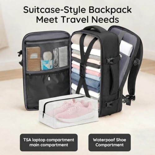 Taygeer Travel Backpack for Men, TSA Travel Laptop Backpack with Shoe Pouch - Image 4