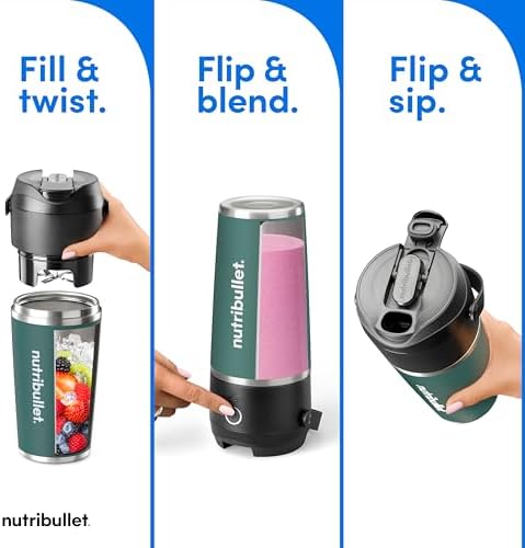 nutribullet Flip Portable Blender with Insulated Cup, Eucalyptus, NBPB50350EUC - Image 3