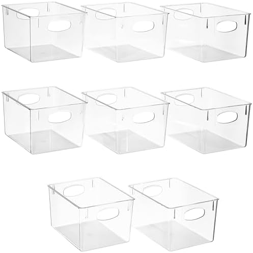 Fridge Organizers and Storage, Clear Plastic Bins (Large, 8 Pack)