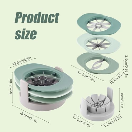 Fruit Cutter Slicer, 4 in 1 Apple Corer Remover Green 430 Stainless Steel Tomato Wedges Vegetable Cutter 8 Slices Multifunctional Kitchen Tool for Fruit & Vegetable Cutting