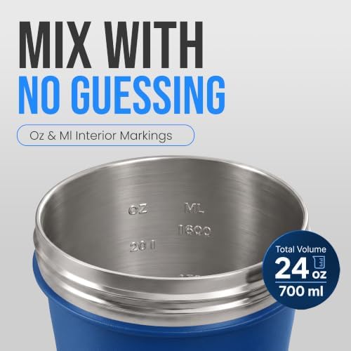 VELOMIX 24oz Stainless Steel Shaker Bottle with Wire Whisk (Steel-Blue) - Image 5