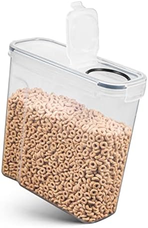 6 Pack Airtight Cereal Food Storage Container - BPA Free Plastic Kitchen and Pantry Organization Canisters for, Dry Pet Food, Flour, Sugar, Rice, Nuts, Snacks & More (135.5 Oz) Labels & Chalk Marker