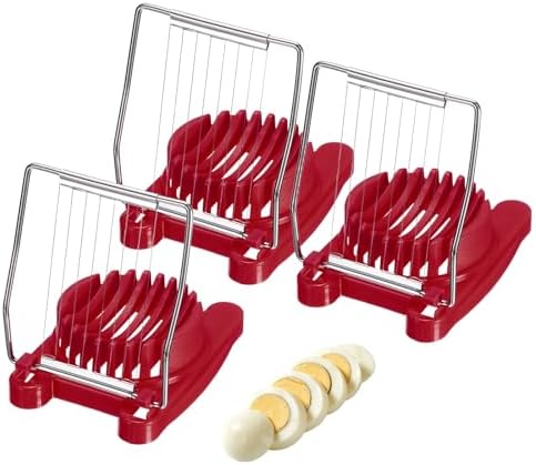 uxcell 3 Pack Egg Slicer for Hard Boiled Eggs, Stainless Steel Wire, Red by uxcell