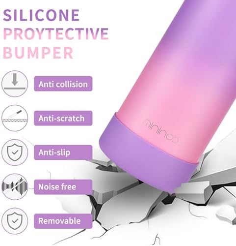 Kids Water Bottle for School, 16oz Stainless Steel Insulated Water Bottle Kids with Straw Lid for Girls, Boys (Purple/Pink)