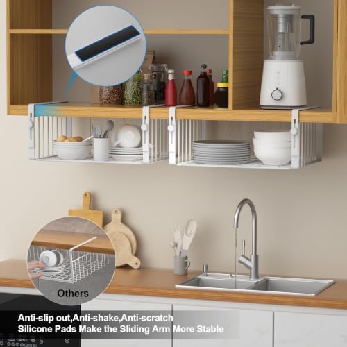 2Pack Under Shelf Basket Storage,Adjustable Hanging,White