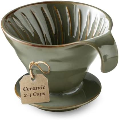 Pour Over Coffee Maker Ceramic Coffee Dripper, Single-Hole Cone
