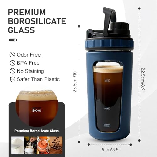 BYLWORKOUT 26 oz Glass Shaker Bottle with Silicone Sleeve and Mixing Ball - Image 3