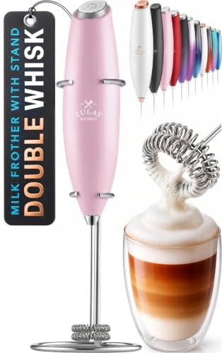 Zulay Kitchen Milk Frother Handheld Electric Whisk, Drink Mixer Wand, Rose by ZulayKitchen