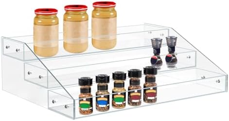 Wide 3-Tier Clear Acrylic Spice Rack for Countertops