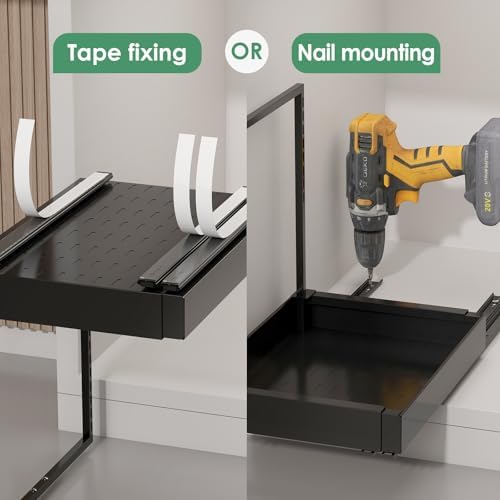 Under Sink Organizer, L-Shaped Pull Out Cabinet Rack for Kitchen