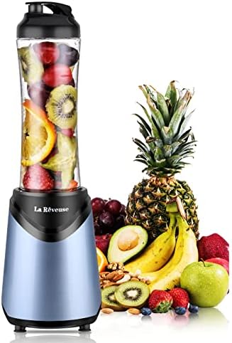 La Reveuse Smoothies Blender Personal Size 300 Watts with 18 oz BPA-free Portable Travel Sports Bottle (Light Blue) by LaReveuse