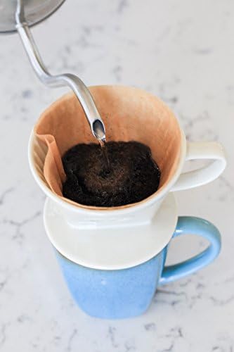 Ceramic Pour Over Coffee Maker with 40 Count Melitta Filters - Elegant Single Serve Coffee Dripper for Rich Brewed Pour Over Coffee - Base Measures 4", Height 3" - Brews 8-16 oz