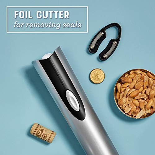 Cordless Electric Wine Bottle Opener with Foil Cutter, Silver