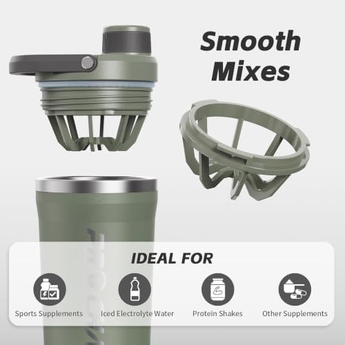 PROCHAIN Insulated Stainless Steel Protein Shaker Bottle, 20oz Metal Mixer - Image 4