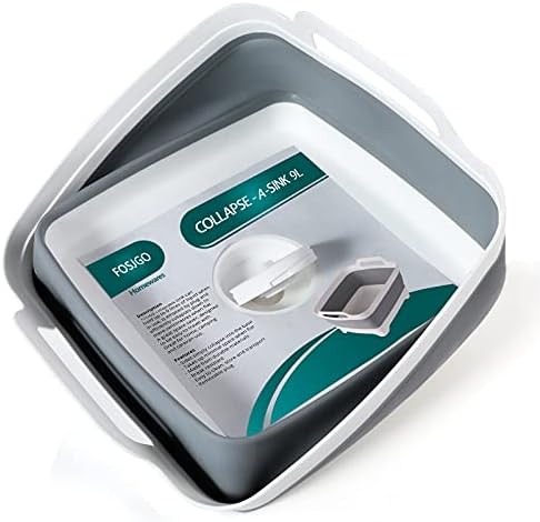 Collapsible Dish Basin with Drain Plug, Foldable Sink, 2.4 Gal (9L)