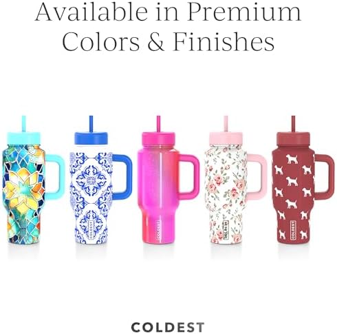 Coldest Tumbler with Handle and Coffee Lid - 100% Spill Proof Tumbler with Straw (3 Lids) - Stainless Steel Insulated Leakproof Tumblers for Women & Men - Cup Holder Friendly - 24 oz (Kissed Dream) - Image 4