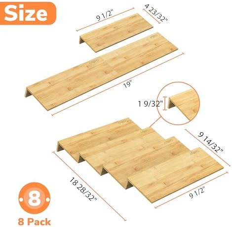 Bamboo Spice Drawer Organizer with Non-slip Mat,4 Tier - 2 Set Jar Spice Rack Tray From 9.5''to 19'', Seasoning Organizer for Kitchen,Cabinet,Drawers,Countertop