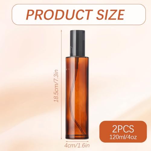 2 PCS 120/4oz Amber Glass Travel Bottles with Black Pump, Leakproof Lotion Dispenser for Essential Oil, Cream, Shampoo, Body Wash & Travel Toiletries - Image 2