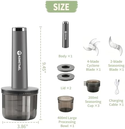 4-Cup Electric Mini Food Processor, Grey - Image 4