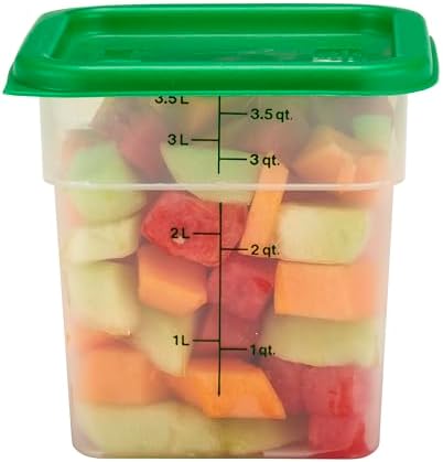 Food Storage Container with Lid (Microwave Safe and BPA-Free) - 2 Pack - Classic Series Square with Green Lid - 4 QT (Quart) - Commercial Grade for Food Prep (Translucent)