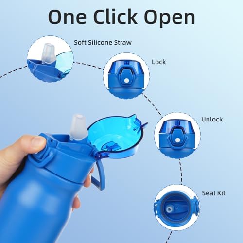 BJPKPK 25 oz Insulated Water Bottle, Straw, Handle, Stainless Steel Flask - Image 3