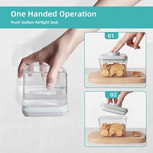 Airtight Pop Cereal Container, 3300ml Each Large Cereal Containers with Scoops Food Storage Canister Dispenser Perfect For Cereal Flour Spaghetti Rice Kitchen Organizing 3.5qt