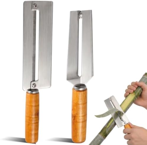 2Pcs Pineapple Peeler, Sugar Cane Peeling Knife, Thickened Stainless Steel Fruit Peeler with Wood Handle for Home Kitchen