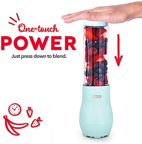 Mighty Mini Blender - Small Personal Blender for Smoothies, Protein Shakes & Frozen Fruit with Travel Lid-Stainless Steel Blades, BPA Free Tritan™ Cup - 10 Ounce - Aqua