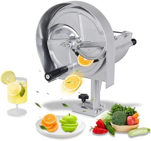 Hakka Commercial Vegetable Slicer Manual Fruit Slicer Potato Tomato Slicing Machine Onion Slicers Stainless Steel Vegetable Cutter for Potato Lemon Tomato Onion, 0.2-10mm Thickness Adjustable by HAKKAFOODPROCESSING