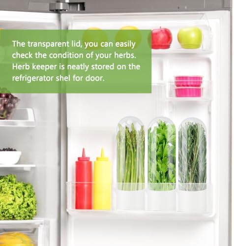 3 Pack Herb Saver for Refrigerator with 5-Blade Herb Scissors