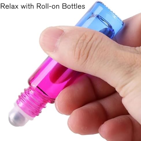 PrettyCare Set of 24, 10 ml Essential Oil Roller Bottles with Stainless Steel Roller Ball - Refillable Leak-proof Empty Thick Rainbow Glass Roll on Bottles with Metal Caps for Travel, Perfume - Image 6